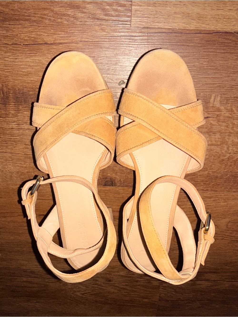J. Crew Tan Suede Cross-Over Ankle Strap Mule